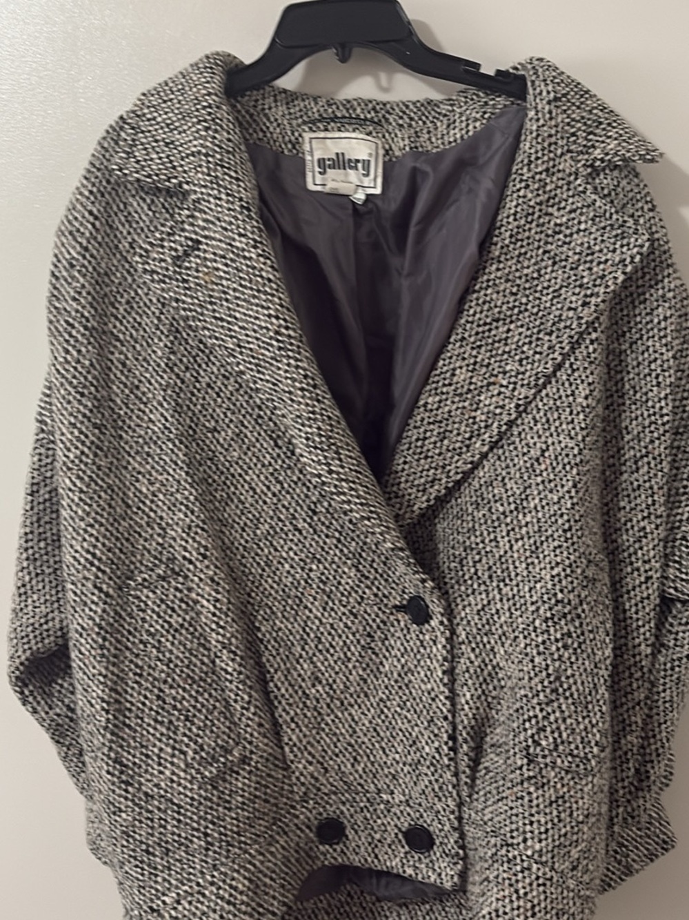 Gallery Black & White Tweed Pea Coat